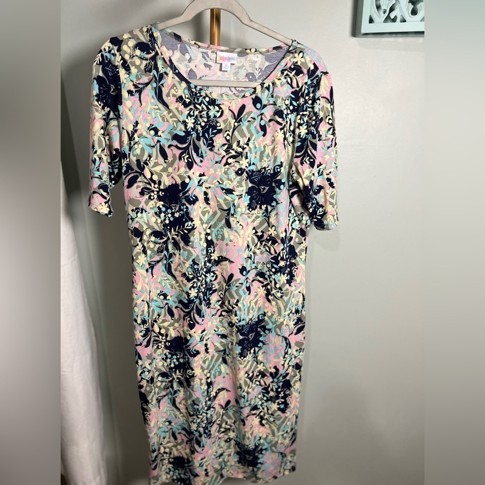 LuLaRoe Multicolor Patterned T-Shirt Dress
